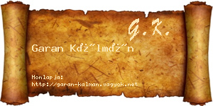 Garan Kálmán névjegykártya